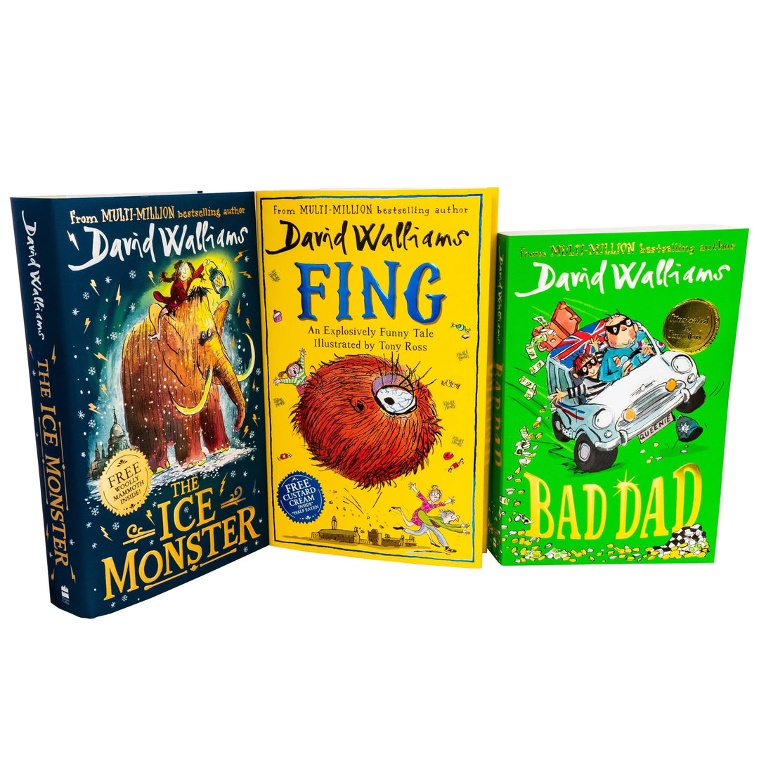 David Walliams 3 Book Collection Bad Dad, Fing, The Ice Monster - Ages 7-9 - Paperback/Hardback 7-9 Harper Collins