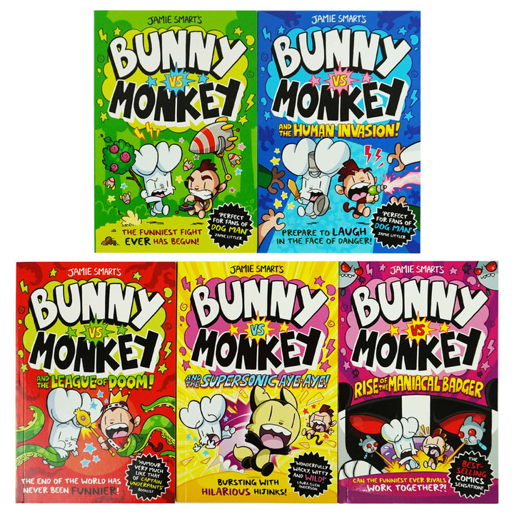 Bunny vs Monkey Collection By Jamie Smart 5 Books Set - Ages 7-9 - Paperback 7-9 David Fickling Books