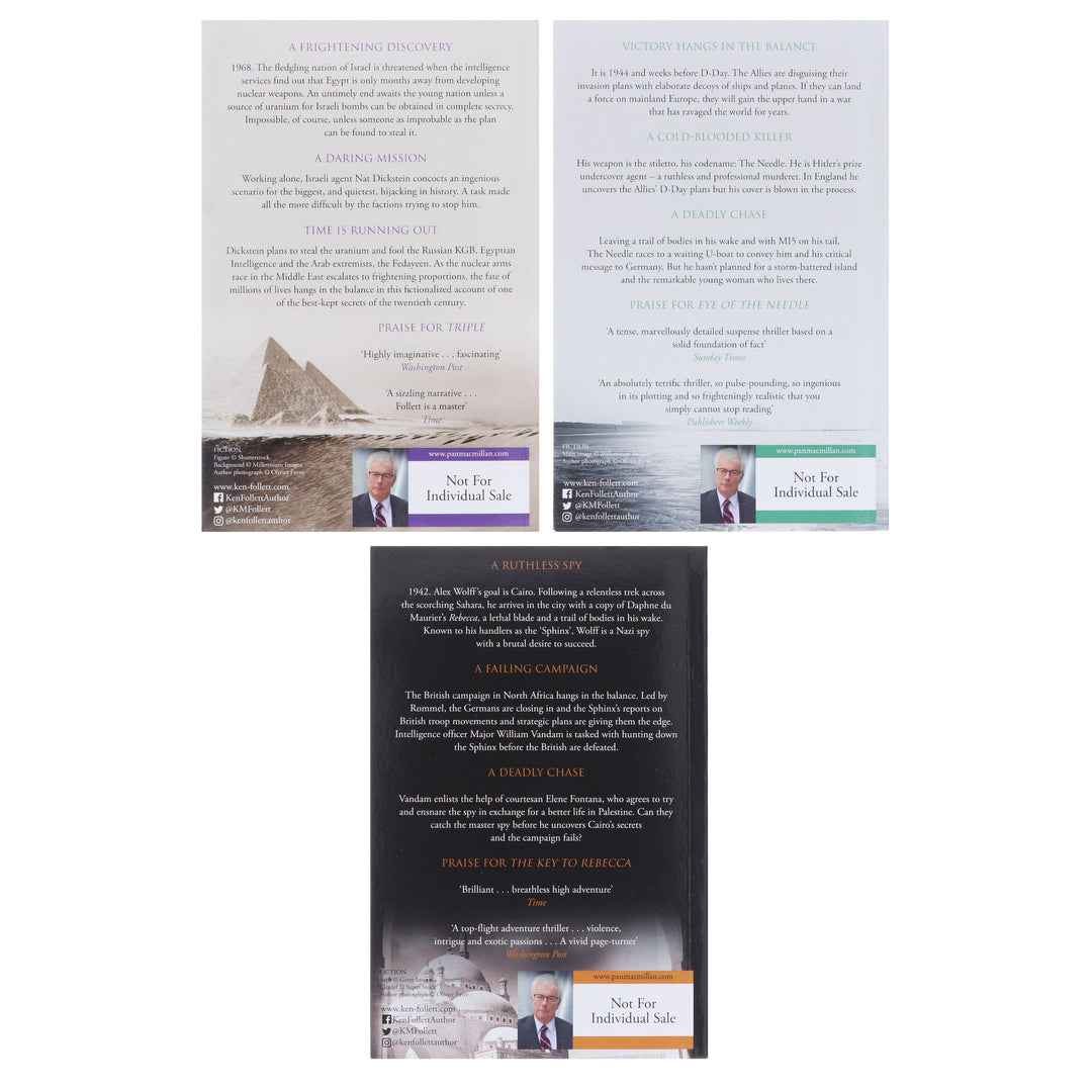 Ken Follett Collection (Eye of the Needle, The Key to Rebecca & Triple) 3 Books Set - Fiction - Paperback