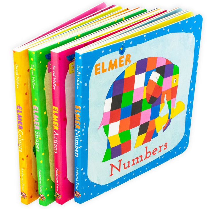 Learn with Elmer 4 Book Collection - Ages 0-5 - Board Books - David McKee 0-5 Anderson Press