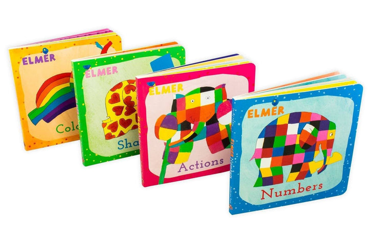 Learn with Elmer 4 Book Collection - Ages 0-5 - Board Books - David McKee 0-5 Anderson Press