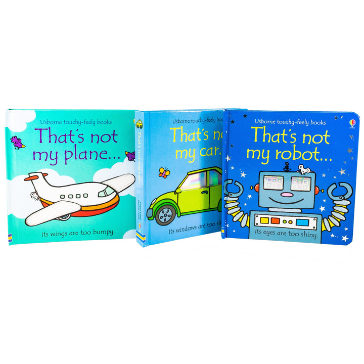 Touchy Feely Robot Car Plane 3 Books - Ages 0-5 - Hardback - Usborne 0-5 Usborne Publishing