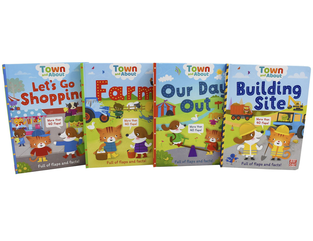 Town & About Full Of Flaps & Facts 4 Board Books Children Set By Rebecca Gerlings - Ages 0-5 0-5 Pat A Cake