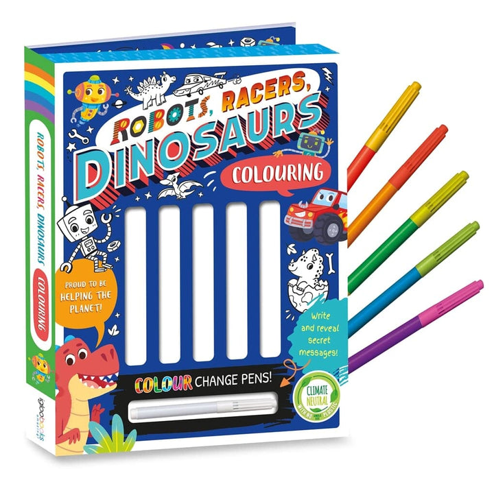 Robots, Racers, Dinosaurs Colouring Book With Pen Set by Igloo - Ages 3-6 - Paperback