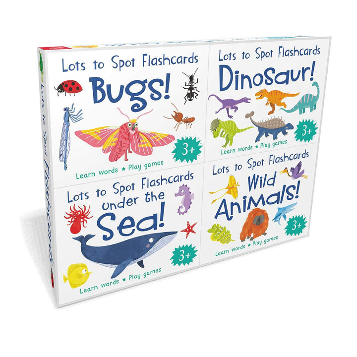 Lots to Spot Flashcards Tray 4 Pack Busy Animals, Dinosaurs, Bugs, Under the Sea- Hardcover - Age 3-5 3+ Miles Kelly Publishing