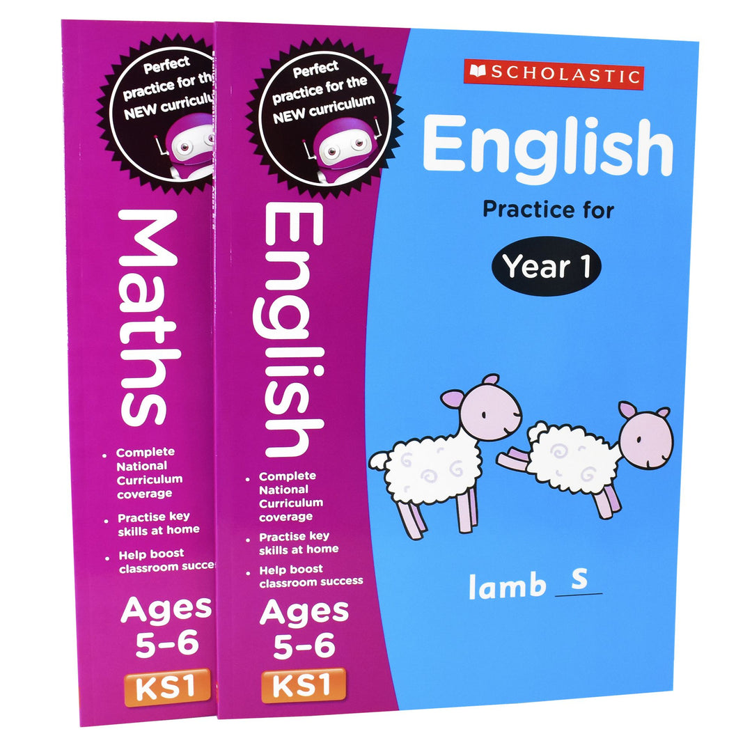 Perfect Practice KS1 English and Maths Year 1 - 2 Books For Age 5-6 Years - Paperback 5-7 Scholastic