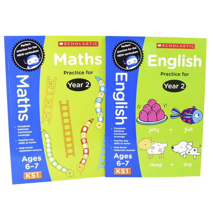 Perfect Practice KS1 English and Maths Year 2 - 2 Books For Age 6-7 Years - Paperback 5-7 Scholastic