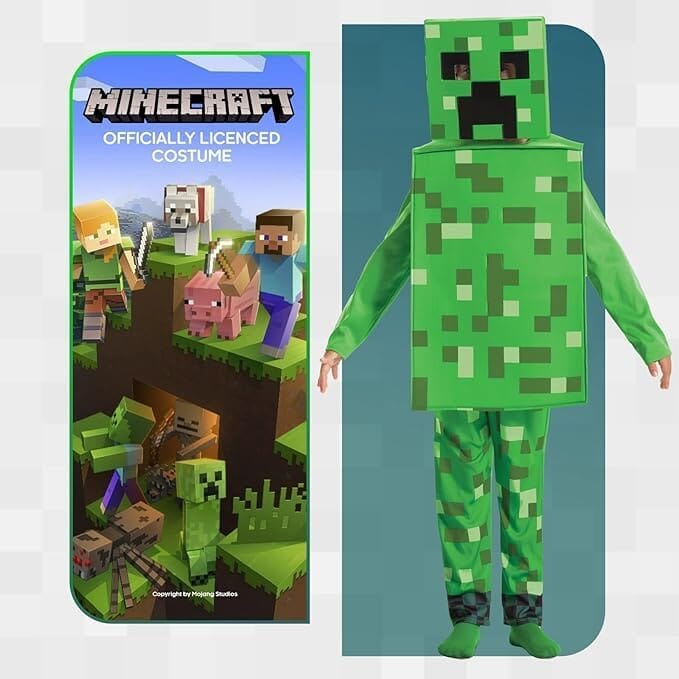 Disguise Minecraft Creeper Costume for Kids, Official Minecraft Product, Pixel Detailing, Includes Creeper Block Body and Creeper Headpiece