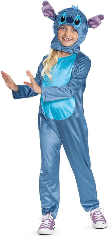 Disney Lilo & Stitch Fancy Dress for Kids: Stitch Jumpsuit for Kids Includes Hood with Dimensional Ears and Soft Fabric