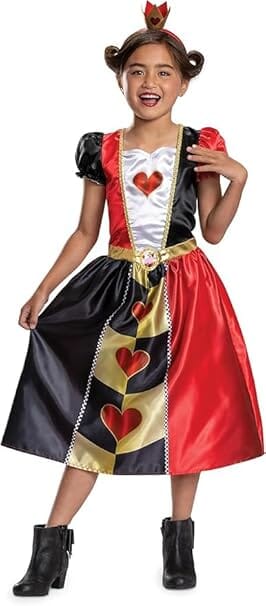 Disney Alice in Wonderland Queen of Hearts Fancy Dress for Kids: Official Disney by Disguise: Includes Iconic Queen of Hearts Dress and Crown Headband