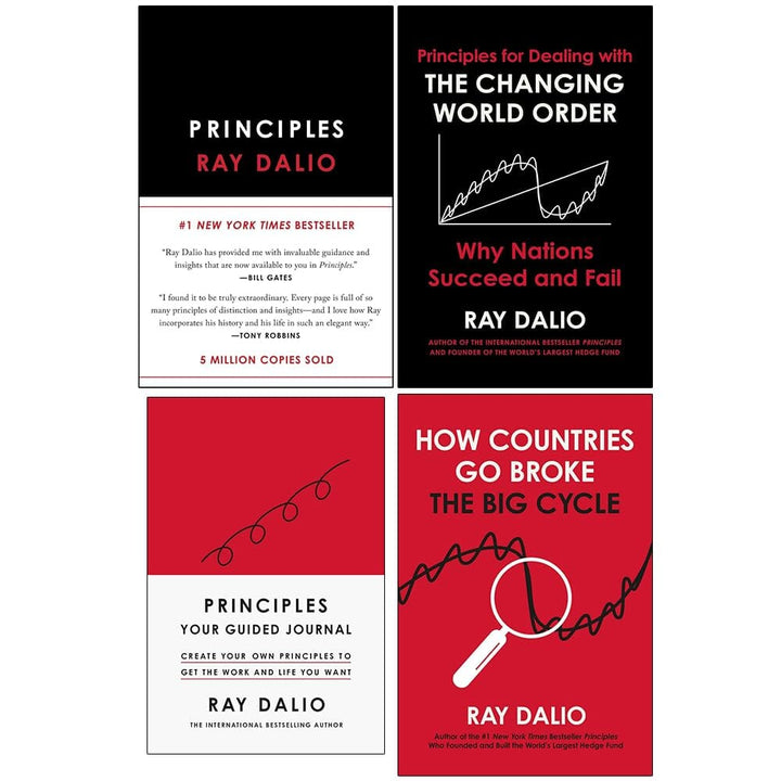 Ray Dalio Collection (Principles: Life and Work, The Changing World Order, How Countries Go Broke & Guided Journal) 4 Books Set - Non Fiction - Hardback