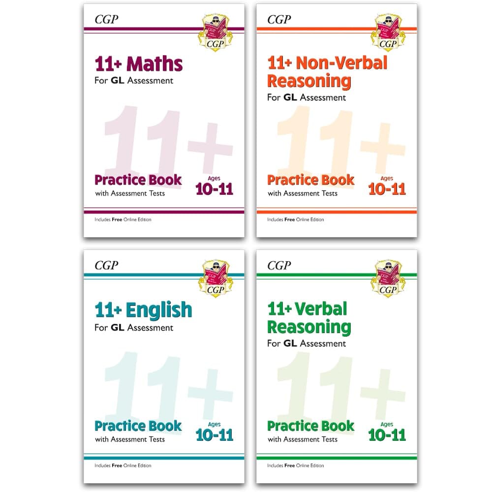 CGP 11+ Practice Book & Assessment Tests Bundle (for GL Assessment) 4 Books Set - Ages 10-11 - Paperback (Includes Free Online Edition)
