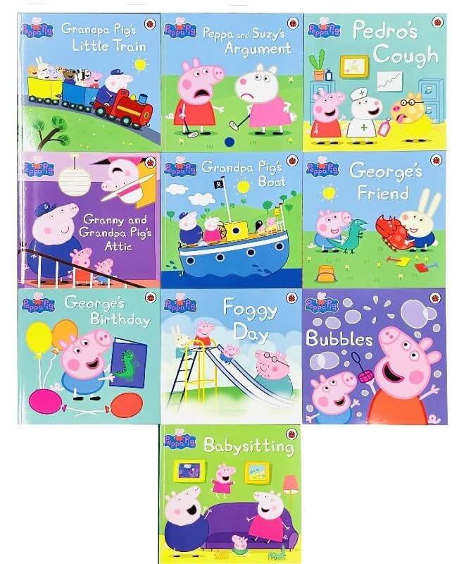Peppa Pig Collection 10 Books Set in a Lime Bag with an Audio CD