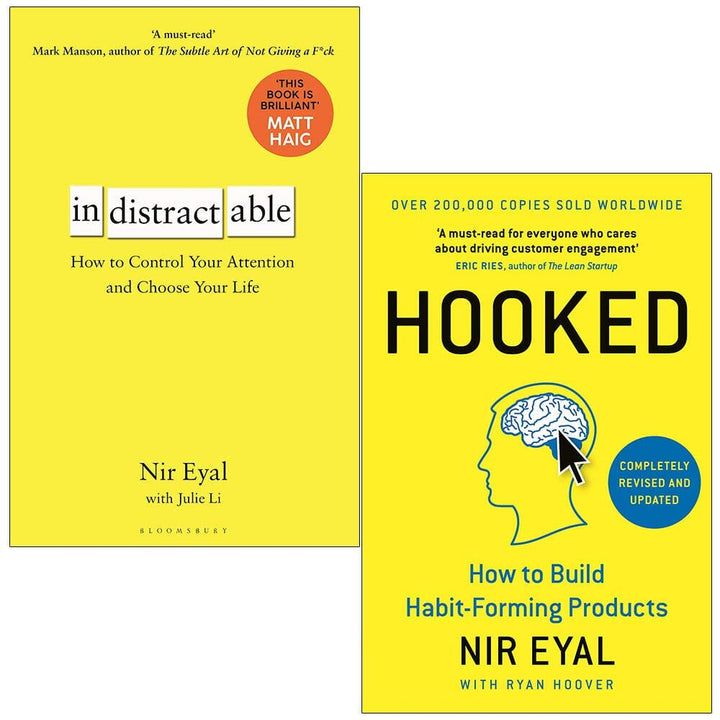 Hooked & Indistractable by Nir Eyal 2 Books Collection Set - Non Fiction - Hardback/Paperback