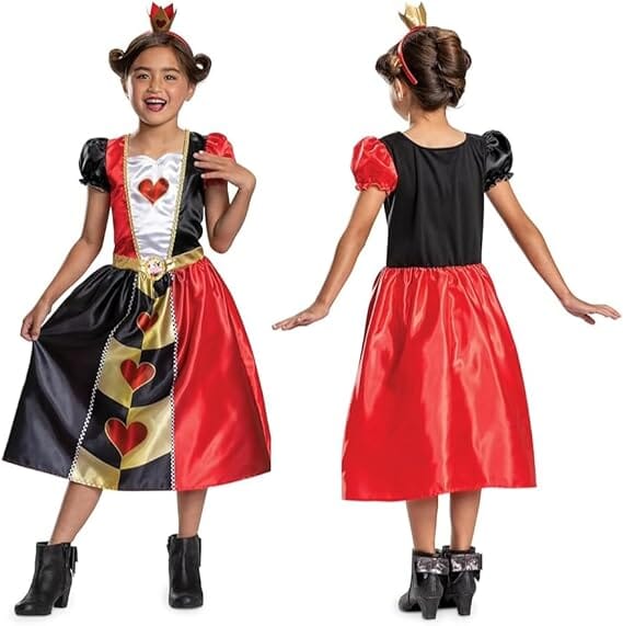 Disney Alice in Wonderland Queen of Hearts Fancy Dress for Kids: Official Disney by Disguise: Includes Iconic Queen of Hearts Dress and Crown Headband