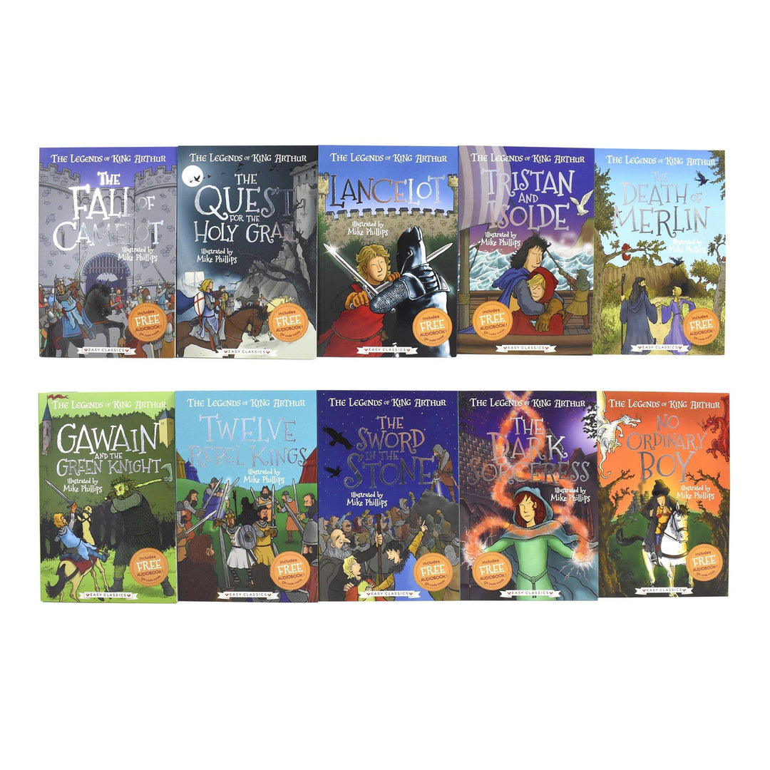 The Legends Of King Arthur Easy Classic 10 Books - Ages 7-9 - Paperback Box Set By Tracey Mayhew 7-9 Sweet Cherry Publishing