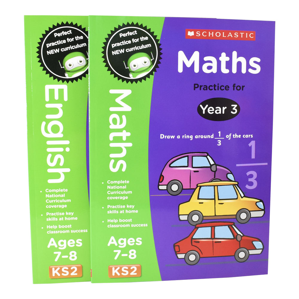 Perfect Practice KS2 English and Maths Year 3 - 2 Books For Age 7-8 Years - Paperback 7-9 Scholastic