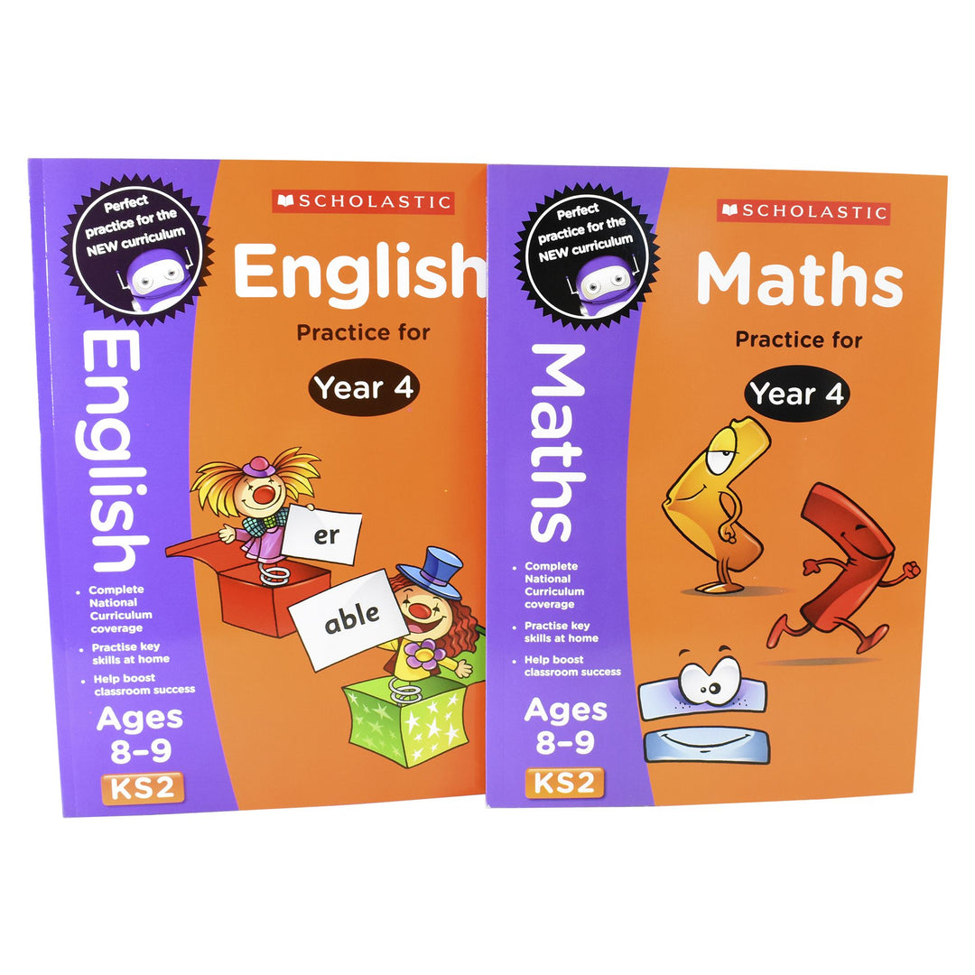 Perfect Practice KS2 English and Maths Year 4 - 2 Books For Age 8-9 Years - Paperback 7-9 Scholastic