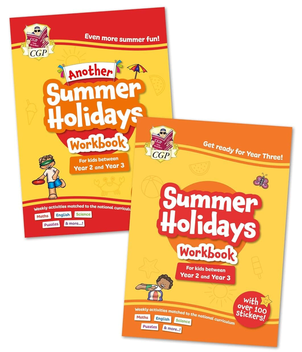 CGP Summer Holidays Activity Workbook (for kids between Year 2 & Year 3) With 100+ Stickers: 2 Books Set - Paperback