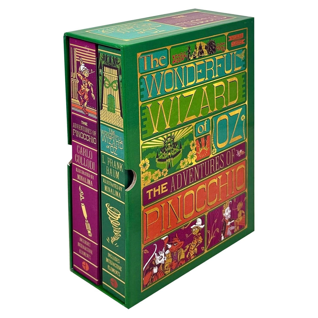 The Wonderful Wizard of Oz & The Adventures of Pinocchio (MinaLima Edition) by L. Frank Baum & Carlo Collodi 2 Books Box Set - Fiction - Hardback (Illustrated with Interactive Elements)