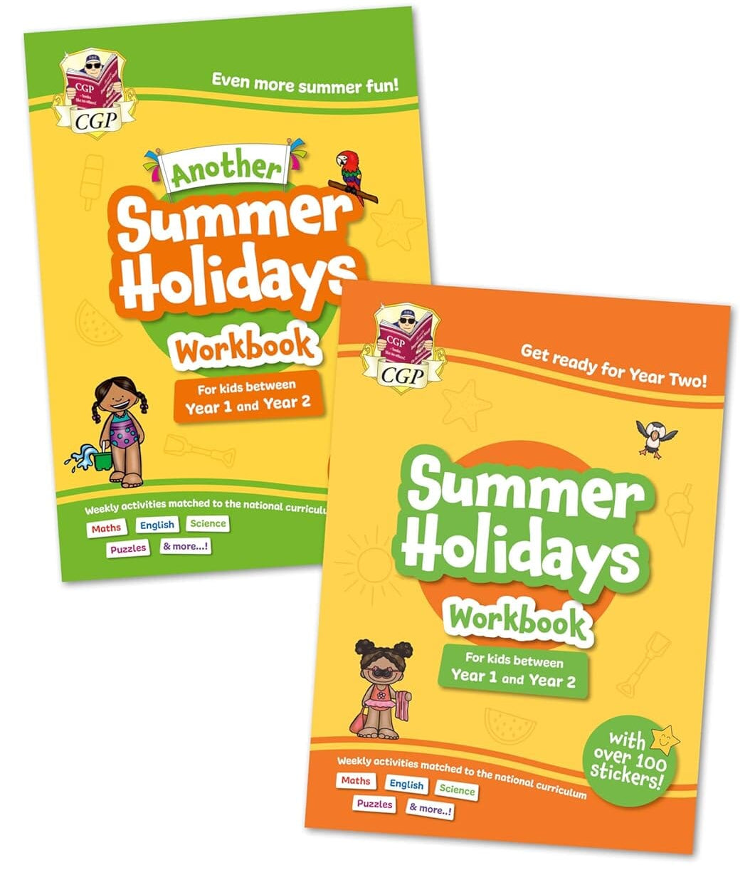 CGP Summer Holidays Activity Workbook (For kids between Year 1 & Year 2) With 100+ Stickers: 2 Books Set - Paperback