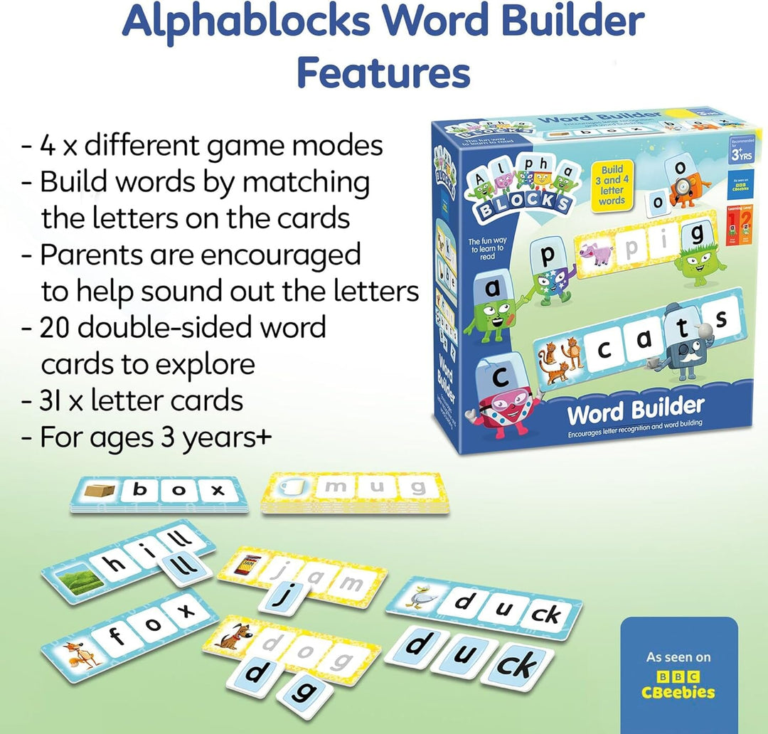 Alphablocks Word Builder (Build 3 and 4 Letter Words) By Trends UK - Ages 3+ - Educational Toys