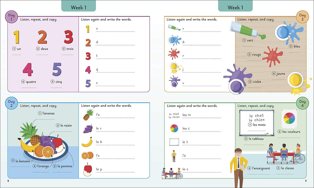 French for Everyone Junior 5 Words a Day: Learn and Practise 1,000 French Words By DK - Ages 6-9 - Flexibound