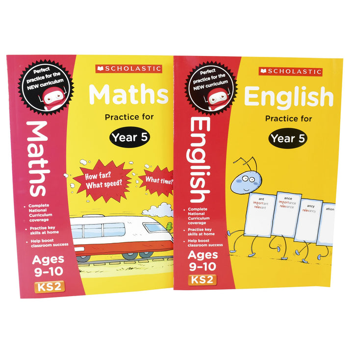 Perfect Practice KS2 English and Maths Year 5 - 2 Books For Age 9-10 Years - Paperback 9-14 Scholastic