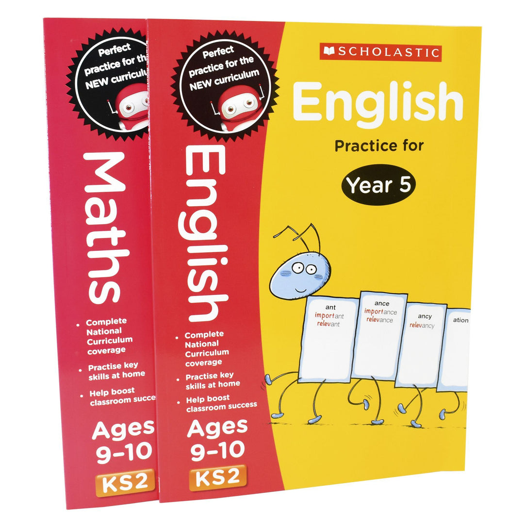 Perfect Practice KS2 English and Maths Year 5 - 2 Books For Age 9-10 Years - Paperback 9-14 Scholastic