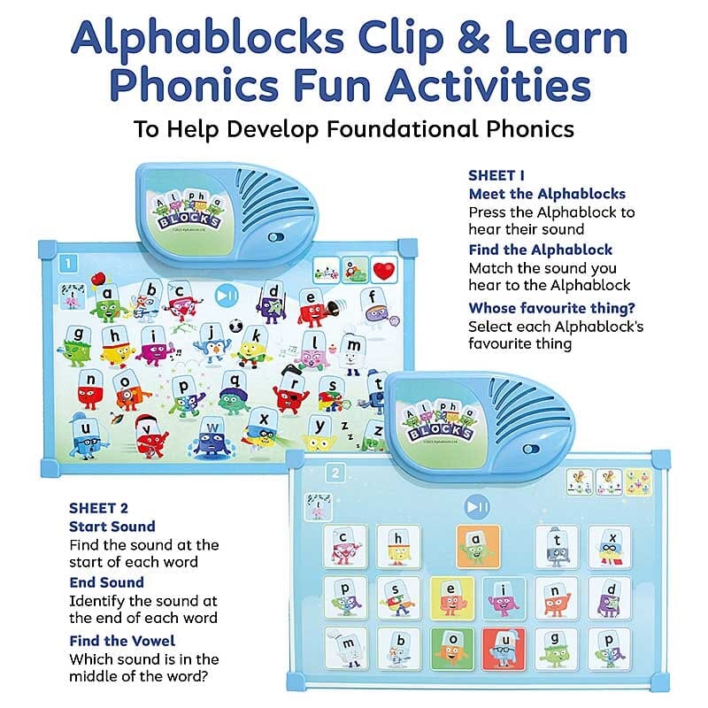 Alphablocks Clip & Learn Phonics Fun (10 Phonics Games) By Trends UK - Ages 3+ - Education Toys