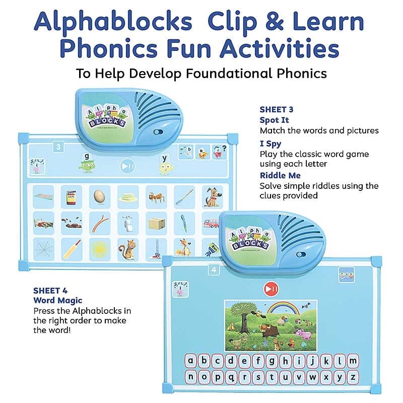 Alphablocks Clip & Learn Phonics Fun (10 Phonics Games) By Trends UK - Ages 3+ - Education Toys