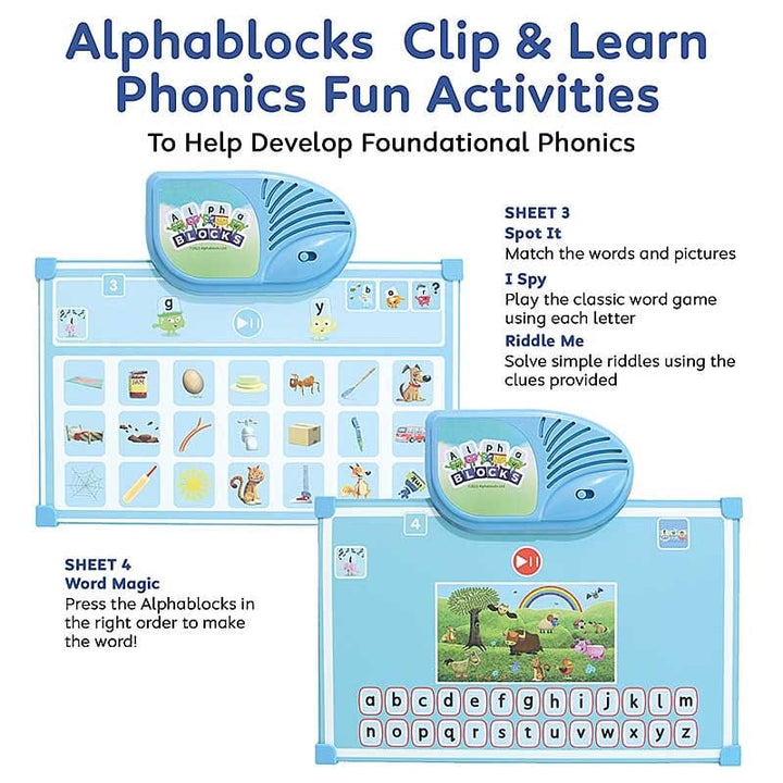 Alphablocks Clip & Learn Phonics Fun (10 Phonics Games) By Trends UK - Ages 3+ - Education Toys