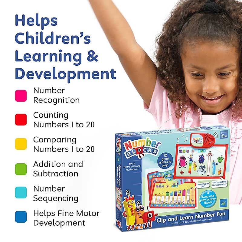 Numberblocks Clip & Learn Number Fun (12 Games) By Trends UK - Ages 3+ - Educational Toys