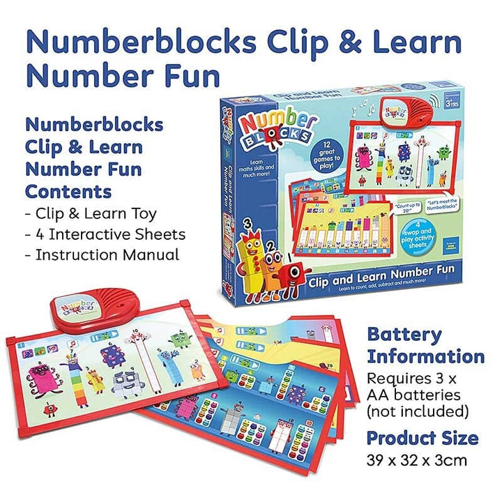 Numberblocks Clip & Learn Number Fun (12 Games) By Trends UK - Ages 3+ - Educational Toys