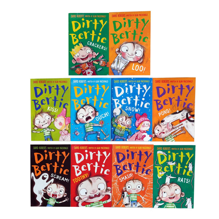 Dirty Bertie Series 2 Collection 10 Books Set (Book 11-20) by Alan MacDonald - Age 5 years and up - Paperback 7-9 Stripes (Little Tiger Press Group)