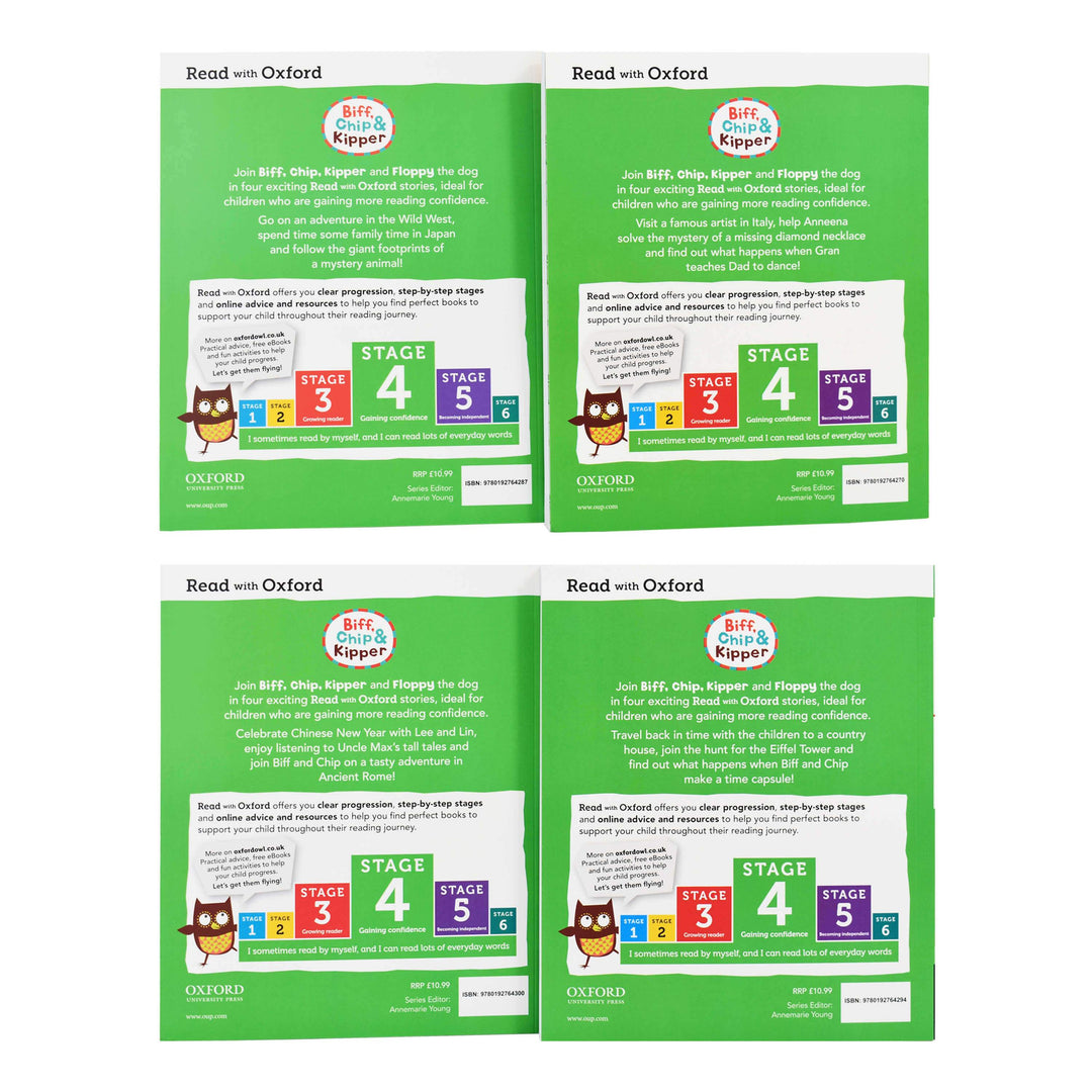Read With Oxford Phonics (Stage 4) Biff, Chip & Kipper 4 Books Collection by Roderick Hunt and Alex Brychta - Ages 5-6 - Paperback