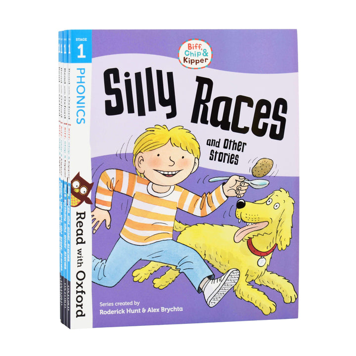 Read With Oxford Phonics Biff Chip And Kipper 4 Books Collection Set- (Stage 1) by Roderick Hunt & Alex Brychta - Ages 3-4 - Paperback