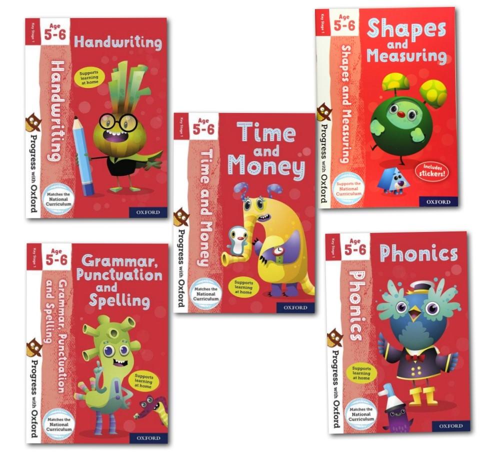 Progress with Oxford Key Stage 1 for Age 5-6 includes Stickers 5 Books Collection Set - Paperback 5-7 Oxford University Press