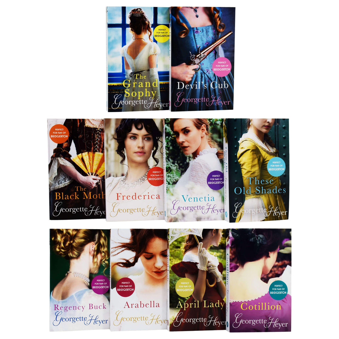 Georgette Heyer 10 Books Collection Set (Moth, Frederica, Regency, Arabella, Devil, Shades, Lady, Sophy, Cotillion, Venetia) - Young Adult - Paperback Young Adult Arrow Books