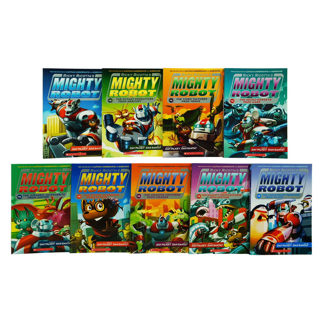 Ricky Ricotta's Mighty Robot by Dav Pilkey & Dan Santat 9 Books Collection Set - Ages 7-9 - Paperback