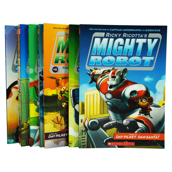 Ricky Ricotta's Mighty Robot by Dav Pilkey & Dan Santat 9 Books Collection Set - Ages 7-9 - Paperback