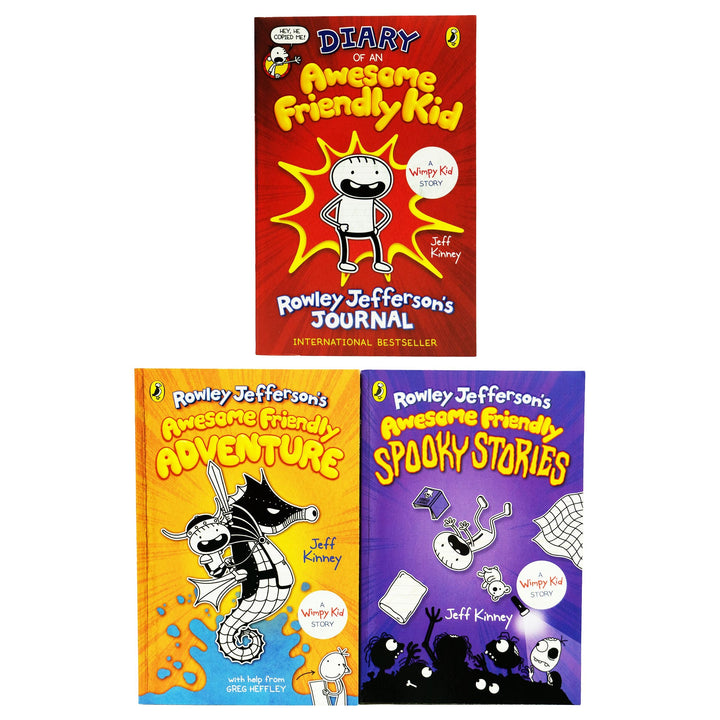 Diary of an Awesome Friendly Kid Collection 3 Book Set by Jeff Kinney (Book 1-3) - Ages 7-12 - Paperback