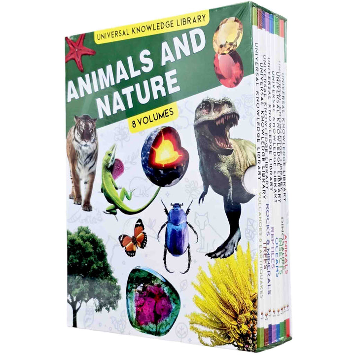 Library Animals Book Universal Knowledge Library Series: Animals and Nature 8 Books Collect ...