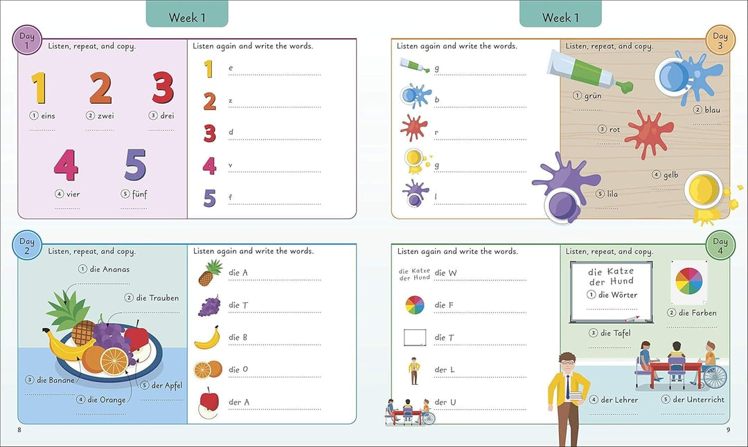 German for Everyone Junior 5 Words a Day: Learn and Practise 1,000 German Words - Ages 6-9 - Flexibound