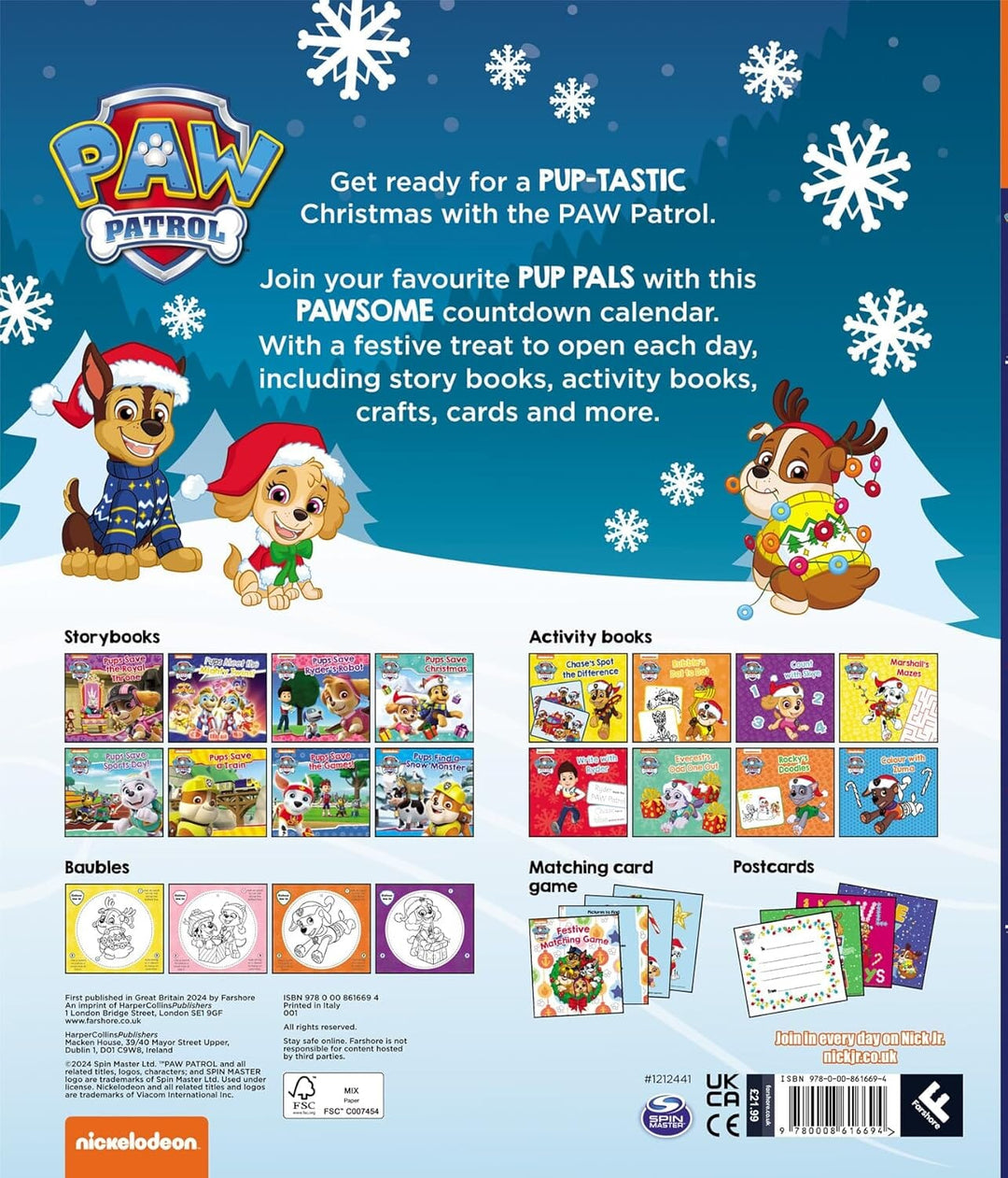 PAW PATROL Advent Calendar 24 Books, Activities and Surprises! - Ages 3+ - Paperback