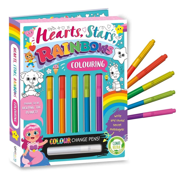 Hearts, Stars, Rainbows Colouring Book With Pen Set by Igloo - Ages 3-5 - Paperback