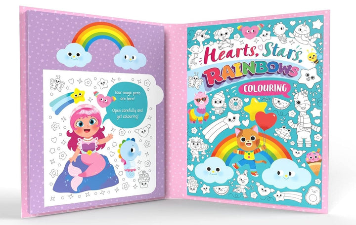 Hearts, Stars, Rainbows Colouring Book With Pen Set by Igloo - Ages 3-5 - Paperback