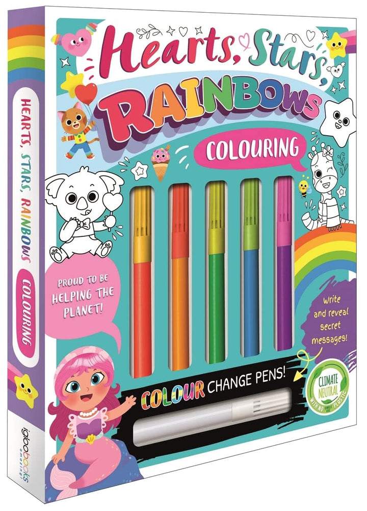 Hearts, Stars, Rainbows Colouring Book With Pen Set by Igloo - Ages 3-5 - Paperback