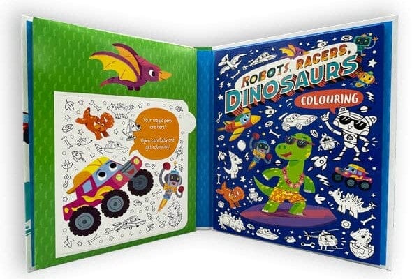 Robots, Racers, Dinosaurs Colouring Book With Pen Set by Igloo - Ages 3-6 - Paperback