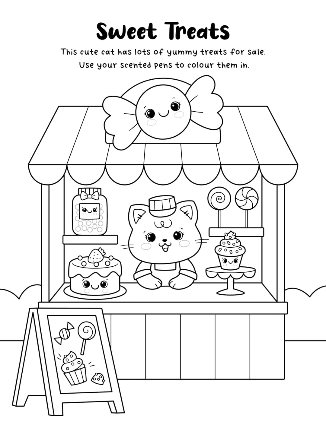 Sweet and Scented Colouring Book With Scented Pens (Includes Lollipop Pen) - Ages 3-6 - Paperback